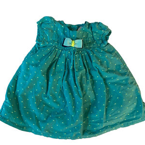 Gymboree TINY TEAL 6-12 M Short Sleeve Dress w/Yellow Knots